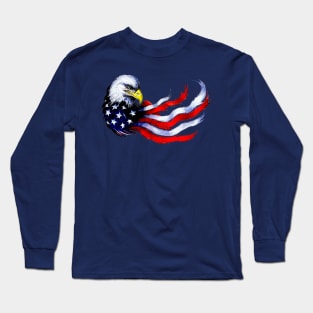 4th of July - Patriotic Eagle Design - Flag USA - Sticker Long Sleeve T-Shirt